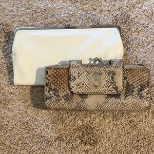 HOBO - Snake-Print wallet and White Double Clutch